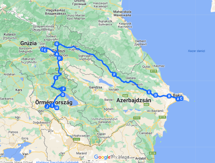kaukázusi körút térképe